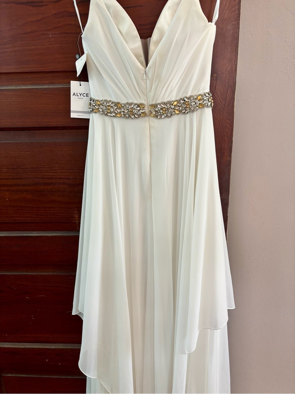 NWT Alyce Paris Dress DIAMOND WHITE Style # 60092 Made in US, Cover pic is style - Picture 7 of 12